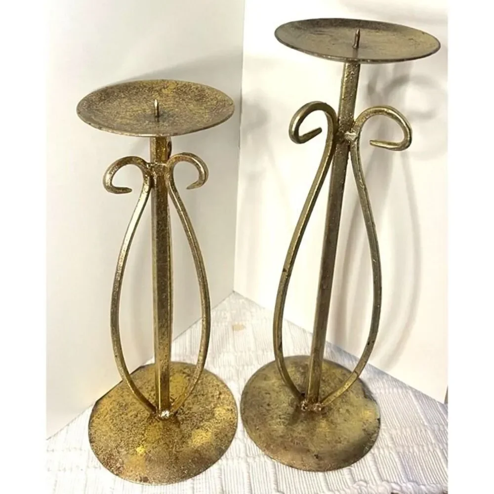 VNT Gold Candleholders, Candlesticks for Pillar Candles Christmas Holiday gift
